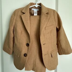 Janie and Jack Boys’ Khaki/Camel Wool Blend Suit Set – Size 2T – 2-Piece
